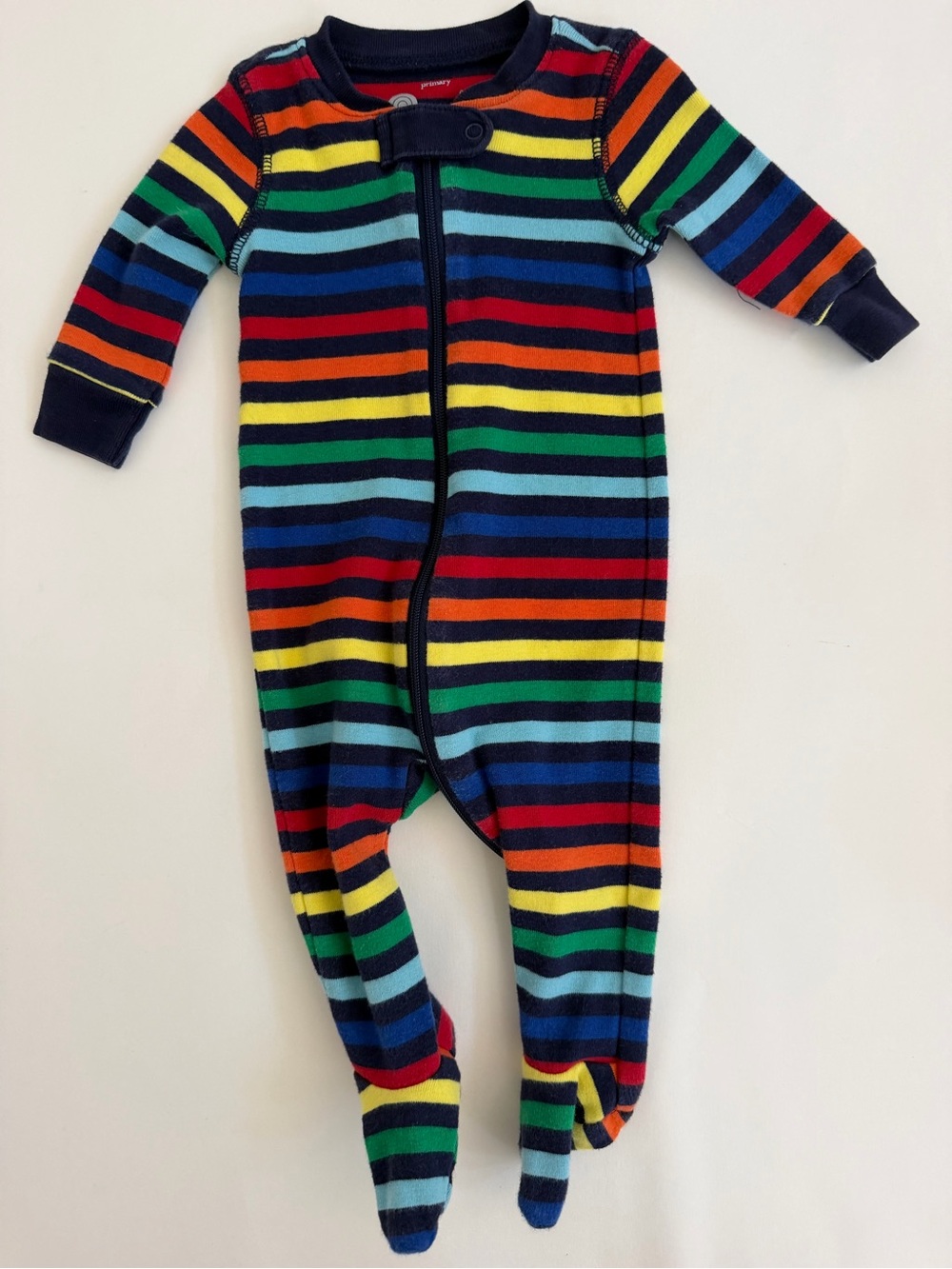 Primary Rainbow Stripe Footed One-Piece size 0-3 months